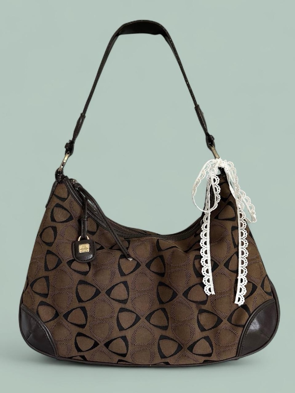 Vintage y2k Liz Claiborne Brown Jacquard Shoulder Bag